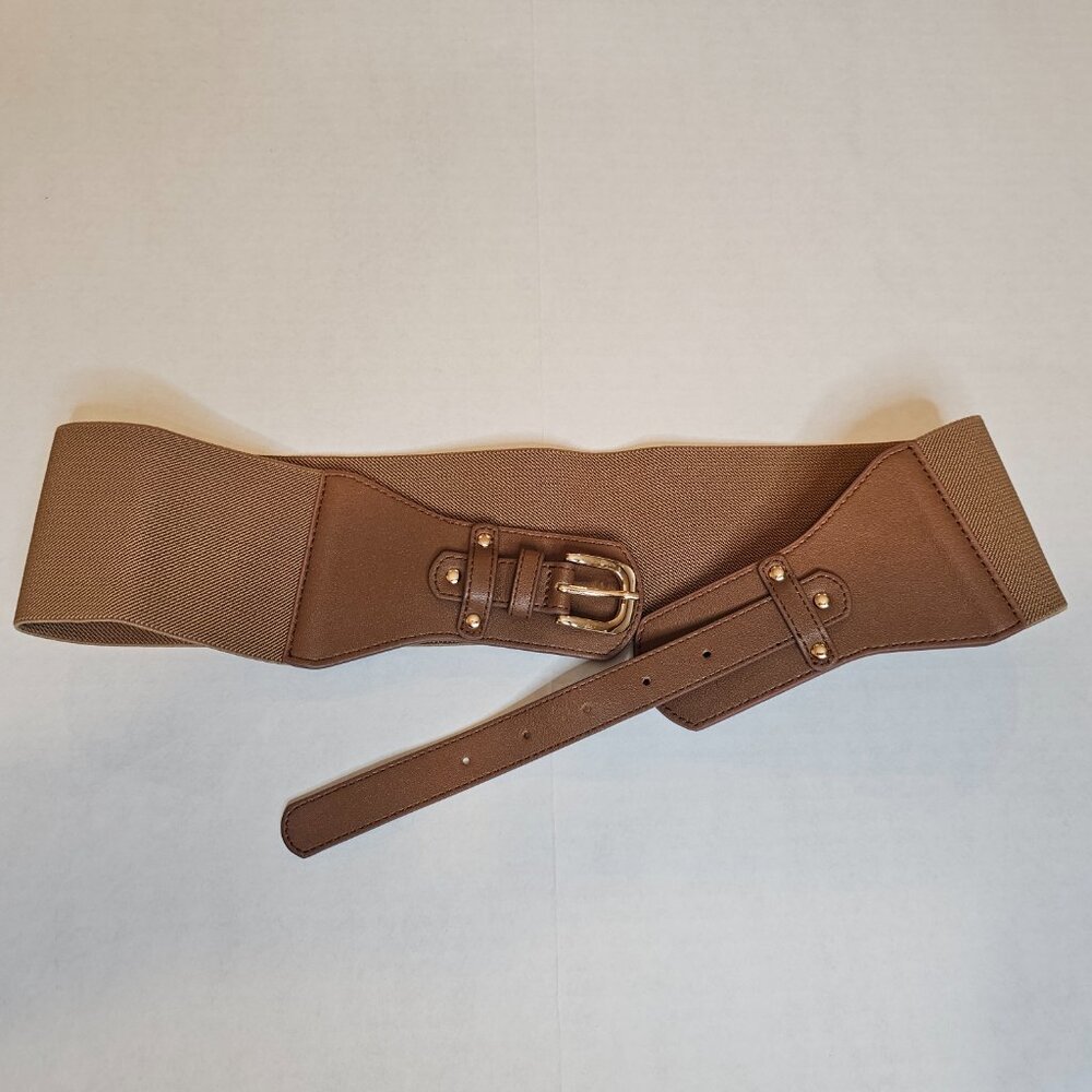 Signature Collection, Size L/XL, Brown & Gold tone, Stretchy Belt